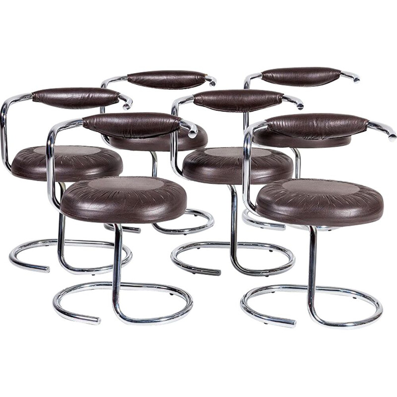 Vintage set of 6 "Cobra"  dining chairs by Giotto Stoppino for Kartell,1970