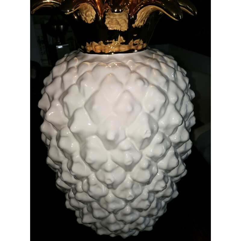 Lampe vintage céramique ananas 1980s