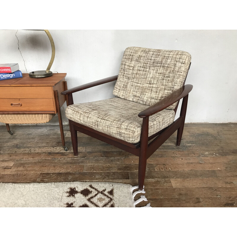 Paire de fauteuils vintage en hêtre scandinave 1950-1960