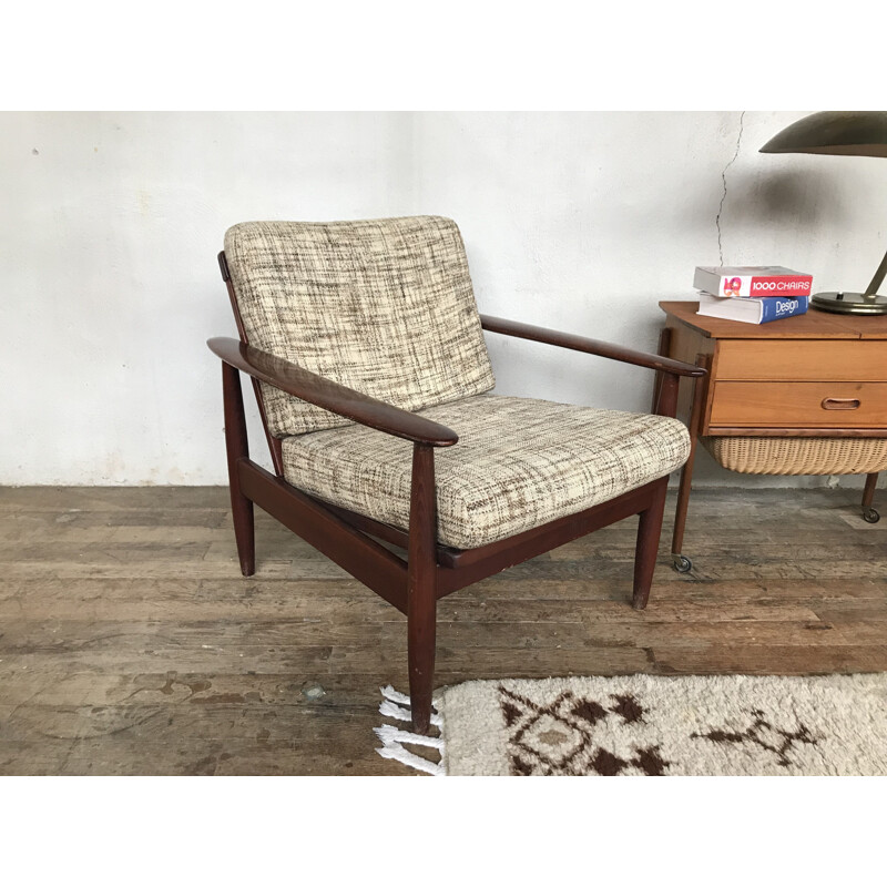 Pair of vintage armchairs in beech Scandinavian 1950s - 1960s 