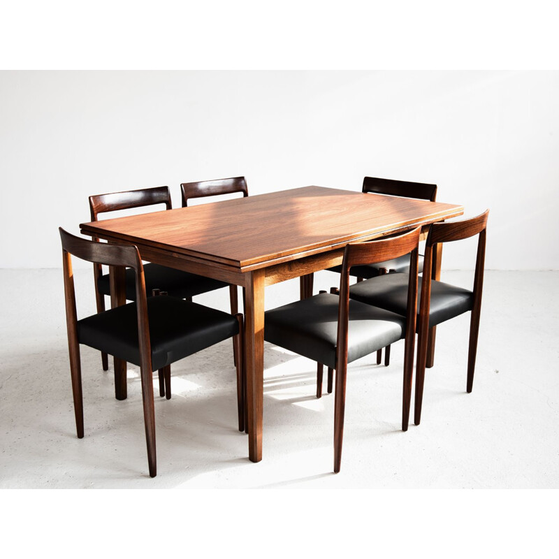 Vintage dining table in rosewood with extensions Danish 1960s