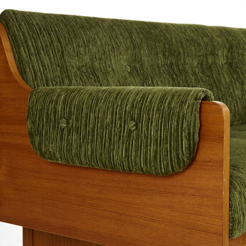 Set of 2 vintage Scandinavian sofa in teak and velvet