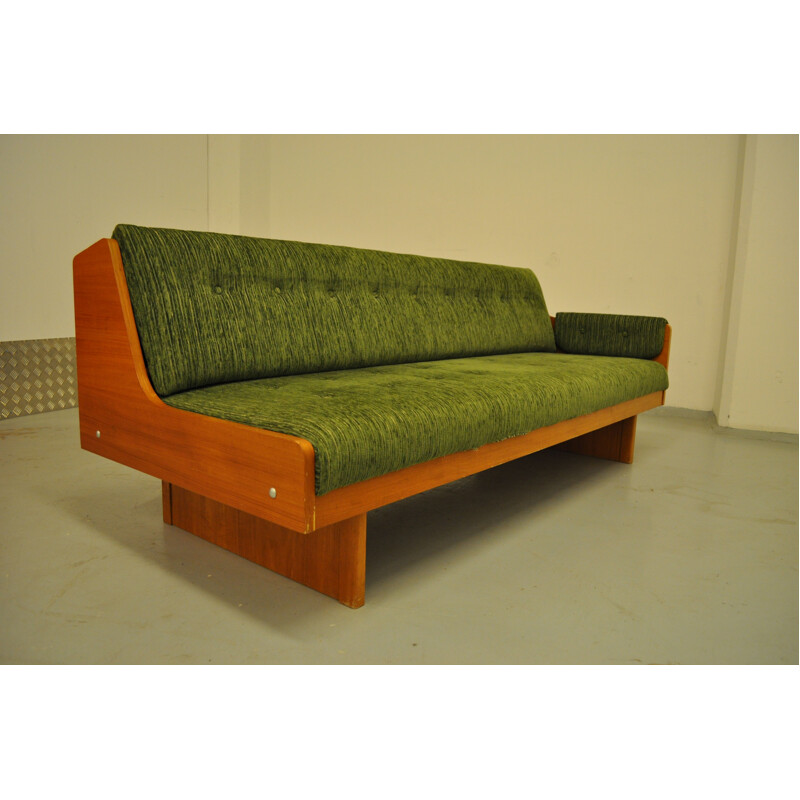 Set of 2 vintage Scandinavian sofa in teak and velvet