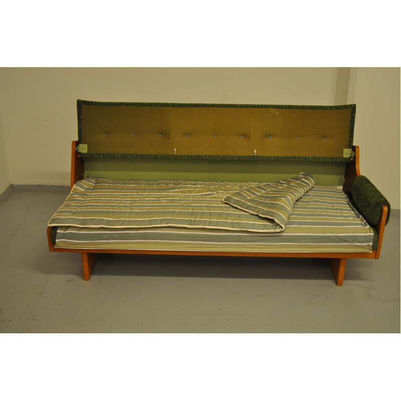 Set of 2 vintage Scandinavian sofa in teak and velvet