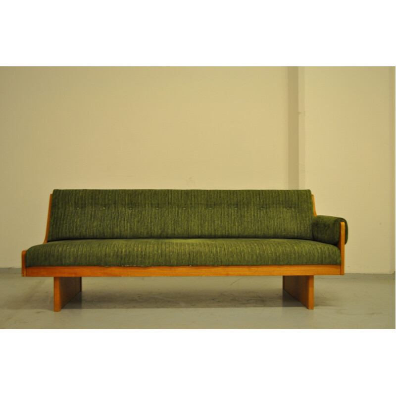 Set of 2 vintage Scandinavian sofa in teak and velvet