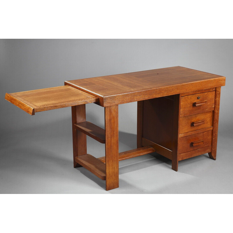 Vintage oak desk by Pierre Bloch and Charles Dudouyt