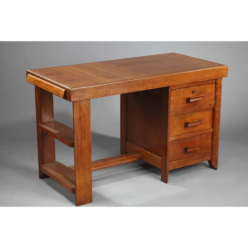 Vintage oak desk by Pierre Bloch and Charles Dudouyt