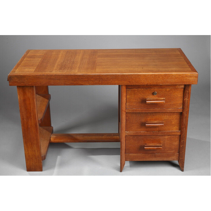 Vintage oak desk by Pierre Bloch and Charles Dudouyt