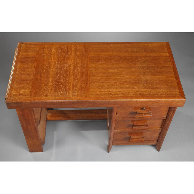 Vintage oak desk by Pierre Bloch and Charles Dudouyt