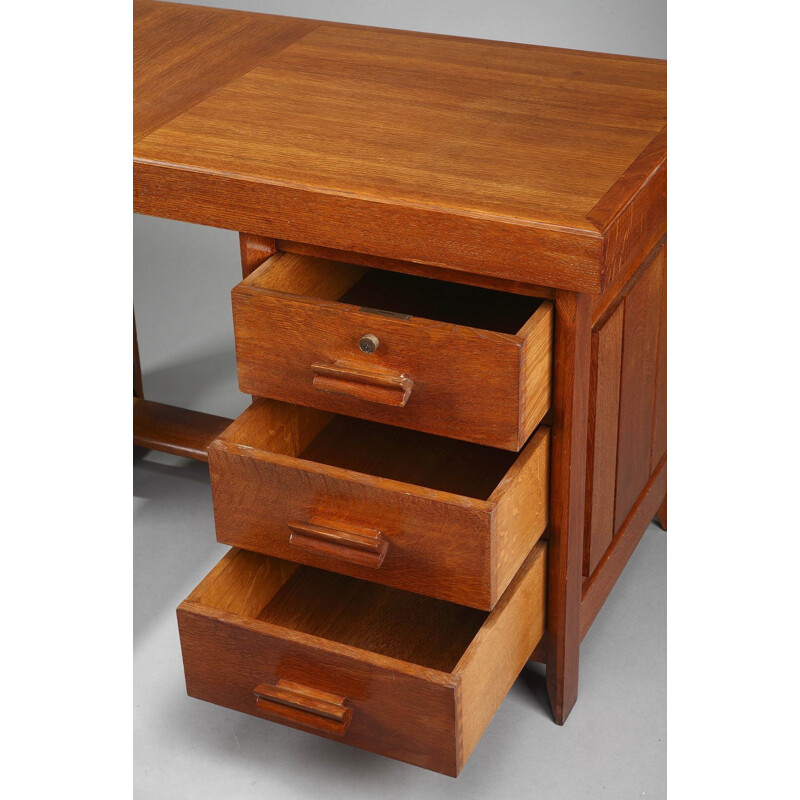 Vintage oak desk by Pierre Bloch and Charles Dudouyt