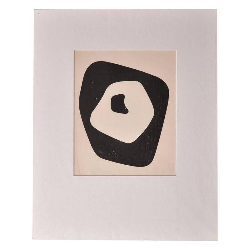 Jean Arp Silent Tension woodcut Paris 1951 with Hand Signed Colophon