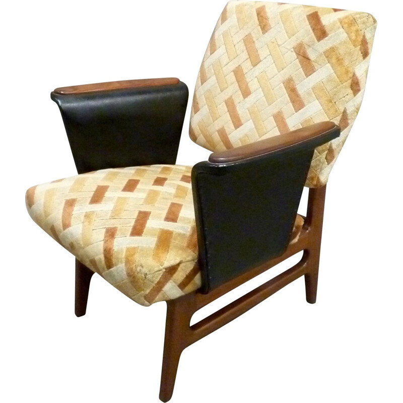 Scandinavian armchair in teak  and fabric - 1950s