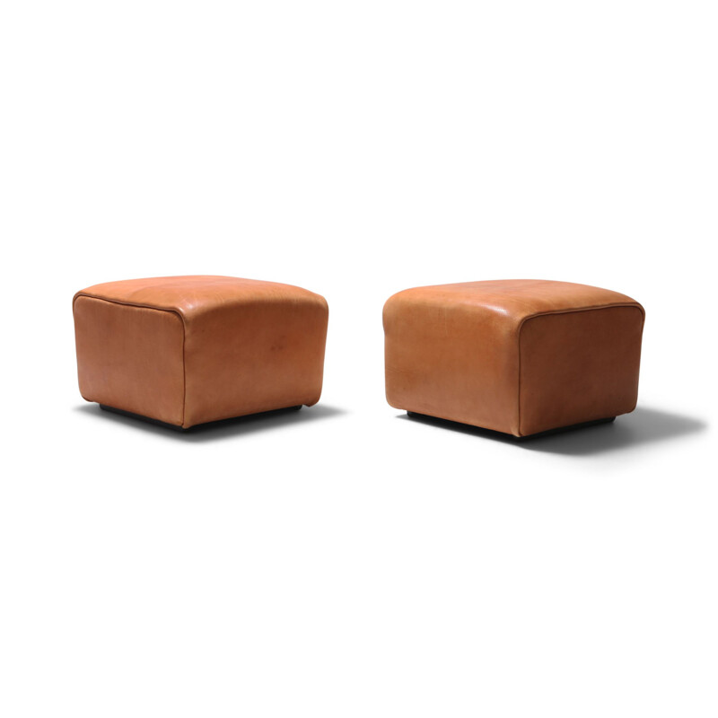 De Sede DS Cognac Leather Ottomans - 1970s