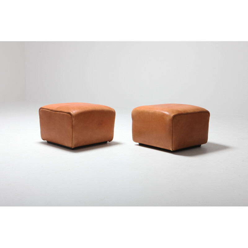 De Sede DS Cognac Leather Ottomans - 1970s