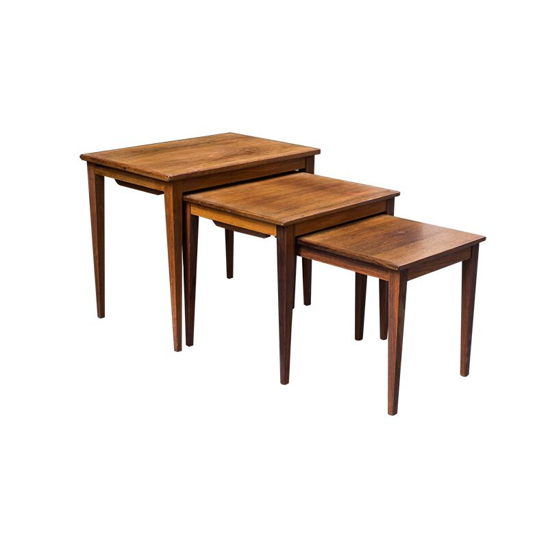 Suite de 3 tables basses gigognes vintage en palissandre