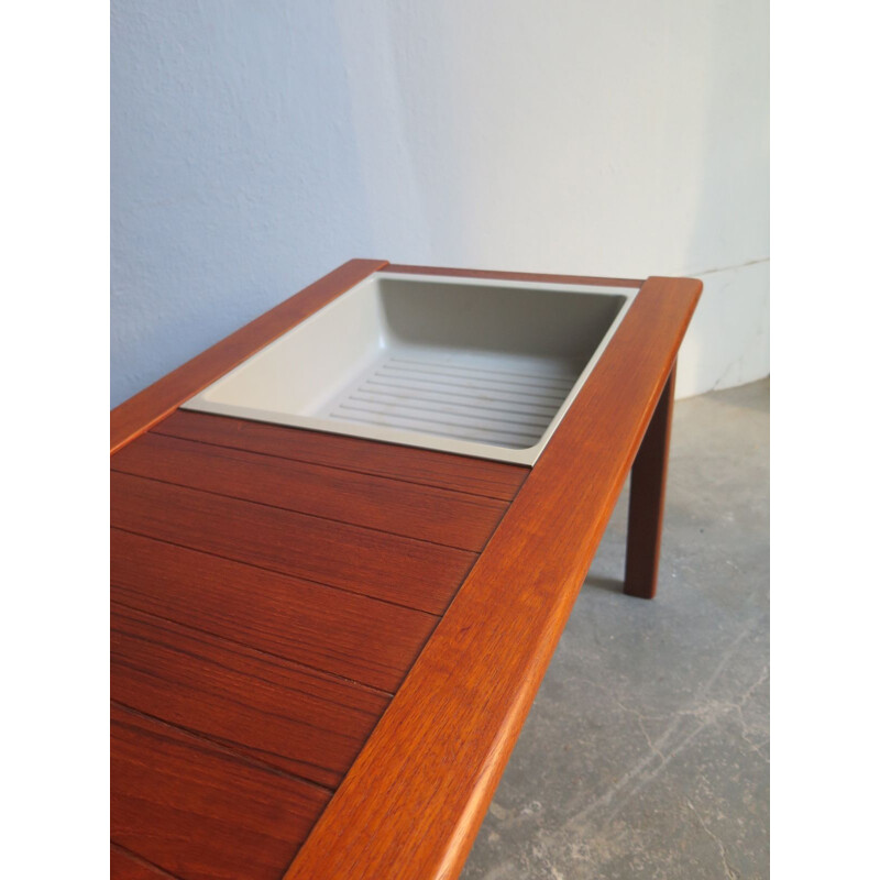 Vintage teak side table with plant container