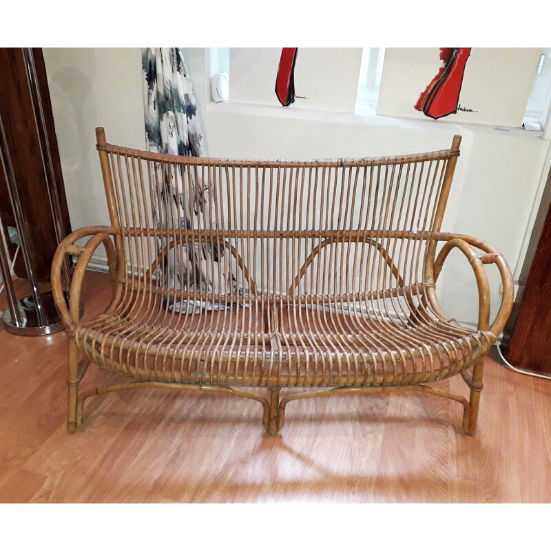 Vintage rattan sofa 1960