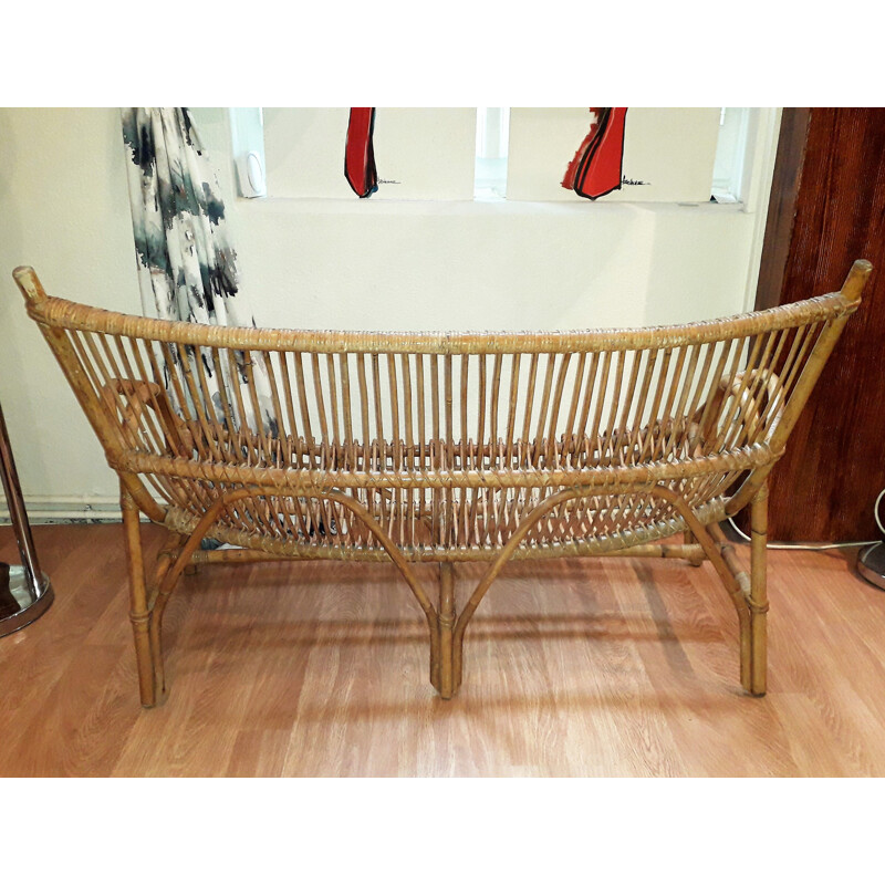 Vintage rattan sofa 1960