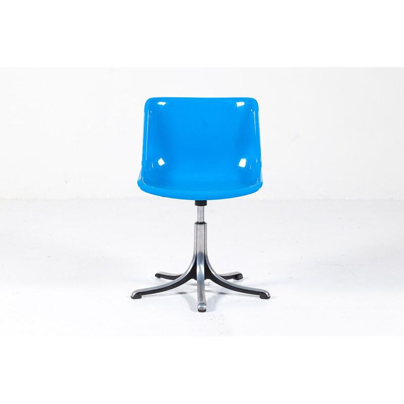 Set of 4 vintage blue modus chairs by Osvaldo Borsani for Tecno