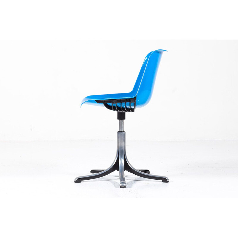 Suite de 4 chaises vintage bleues modus par Osvaldo Borsani pour Tecno