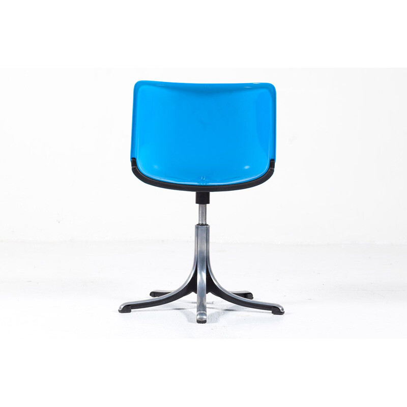 Set of 4 vintage blue modus chairs by Osvaldo Borsani for Tecno