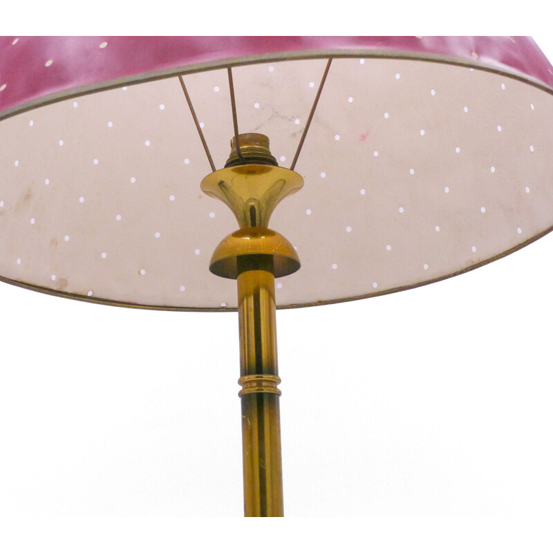 Vintage tripod table lamp in gold and red brass