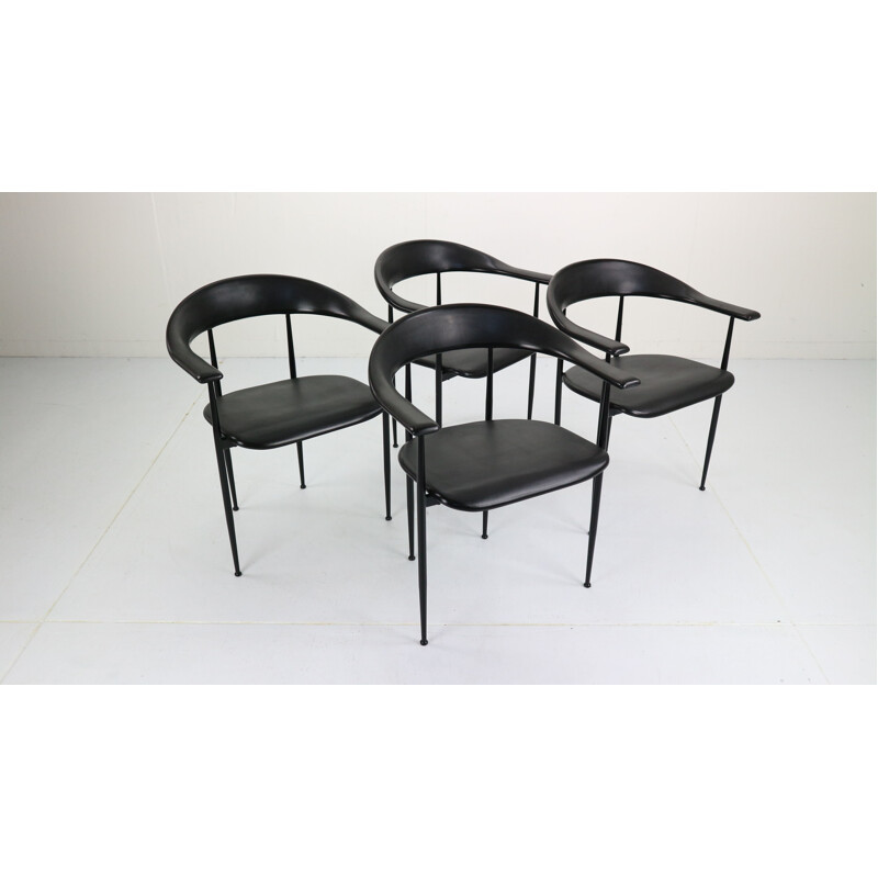 Set of 4 vintage Chairs by Giancarlo Vegni & Gianfranco Gualtierotti for Fasem, Italy 1980s