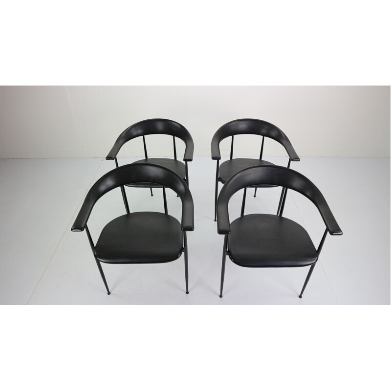 Set of 4 vintage Chairs by Giancarlo Vegni & Gianfranco Gualtierotti for Fasem, Italy 1980s
