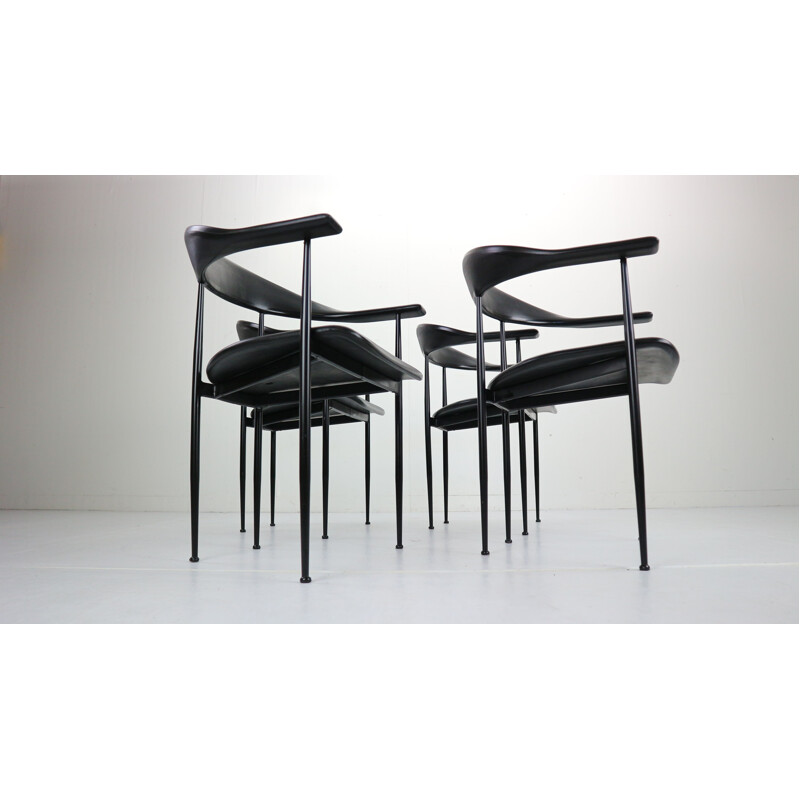 Set of 4 vintage Chairs by Giancarlo Vegni & Gianfranco Gualtierotti for Fasem, Italy 1980s