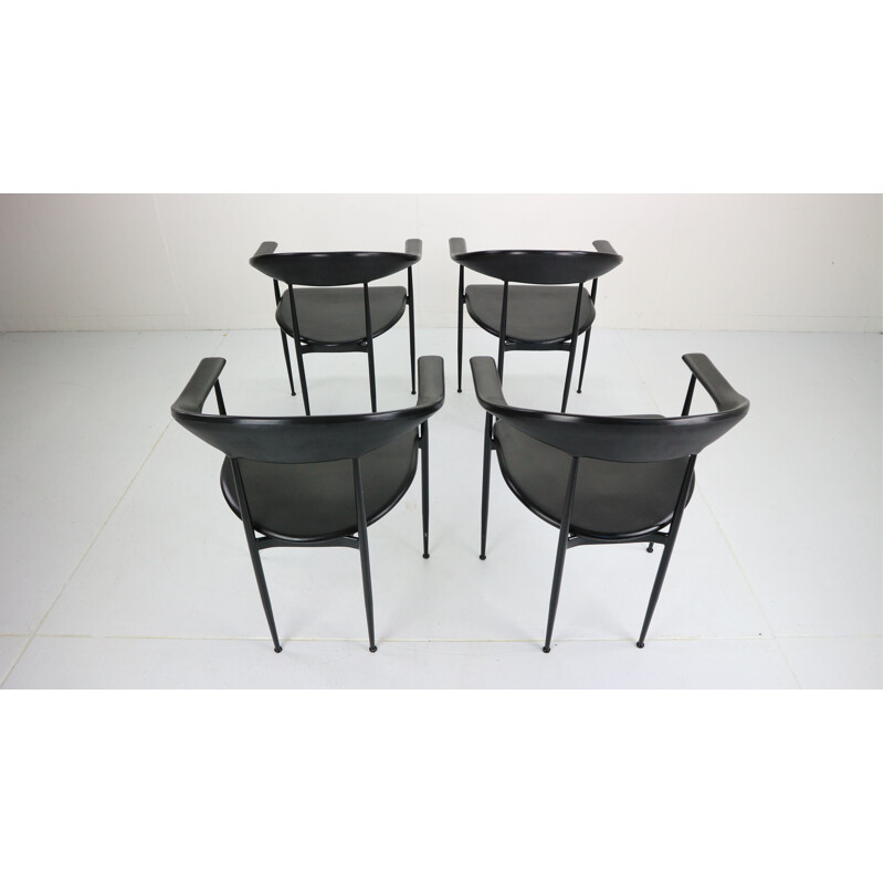 Set of 4 vintage Chairs by Giancarlo Vegni & Gianfranco Gualtierotti for Fasem, Italy 1980s