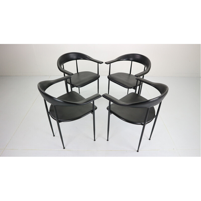 Set of 4 vintage Chairs by Giancarlo Vegni & Gianfranco Gualtierotti for Fasem, Italy 1980s