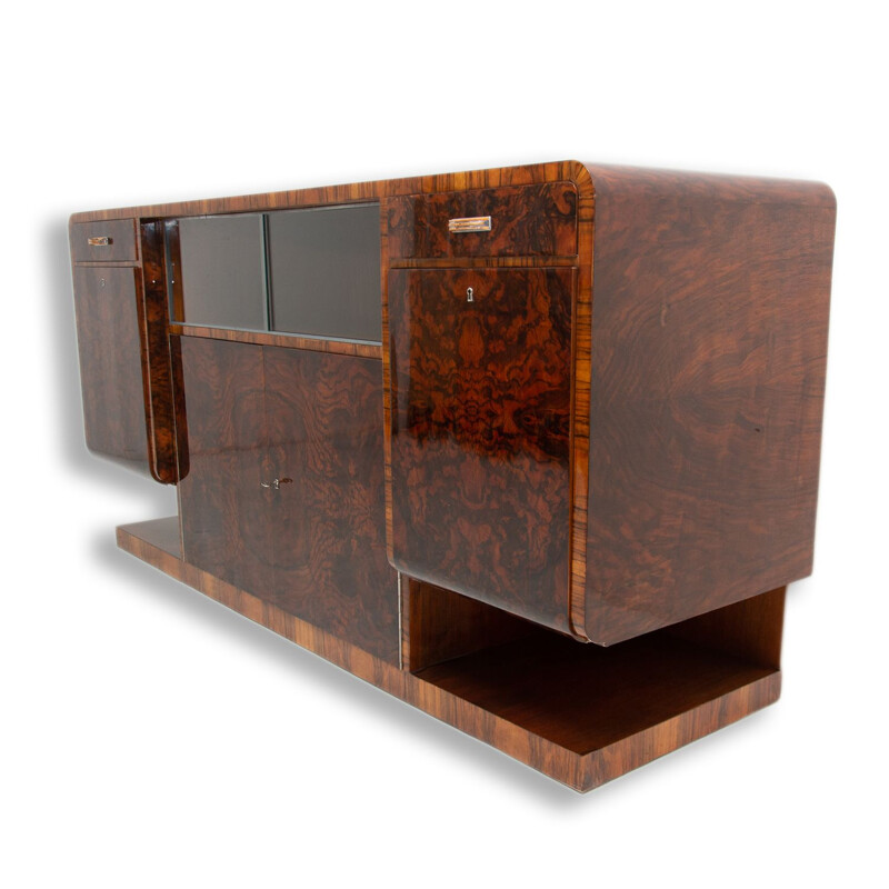 Vintage sideboard with a massive rectangular art deco Bohemian base, 1930