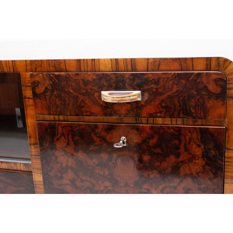 Credenza d'epoca con massiccia base rettangolare art déco boema, 1930