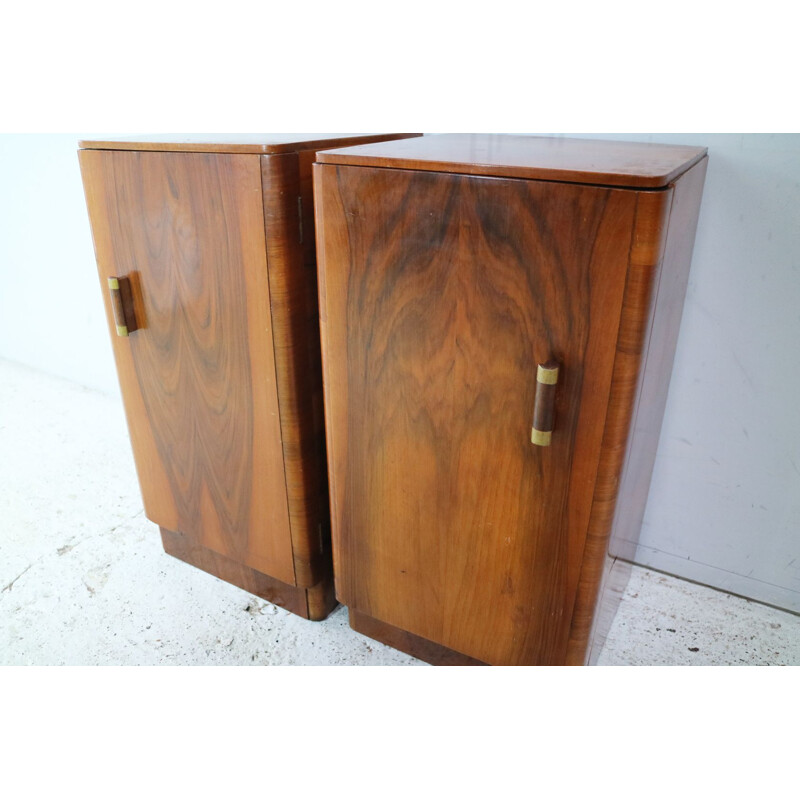 Pair of vintage night stands in walnut 1930s