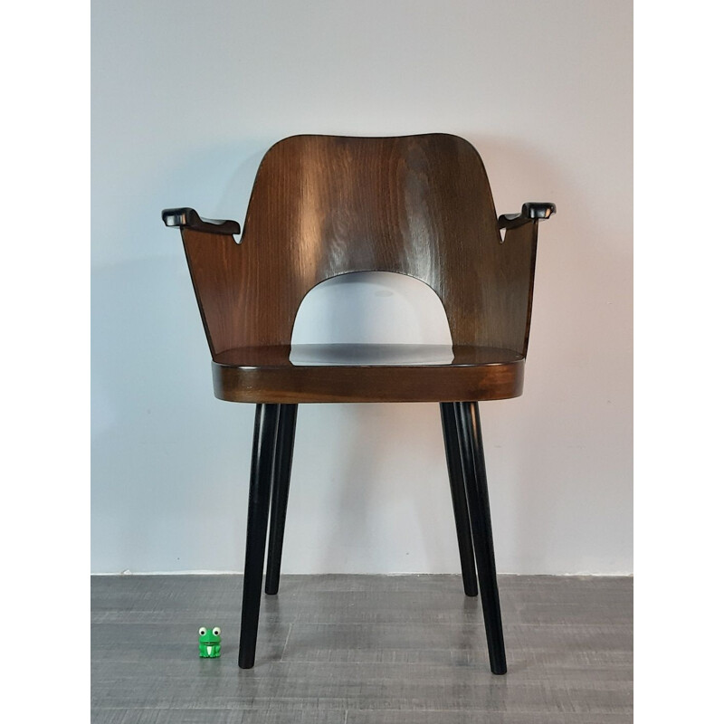 Chaise vintage Oswald Haerdtl en Noyer modèle 1515 par TON