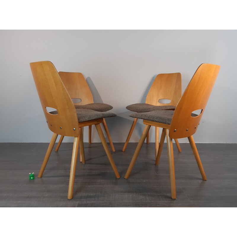 Set of 4 vintage chairs in beech Frantisek Jirak to Novy Domov