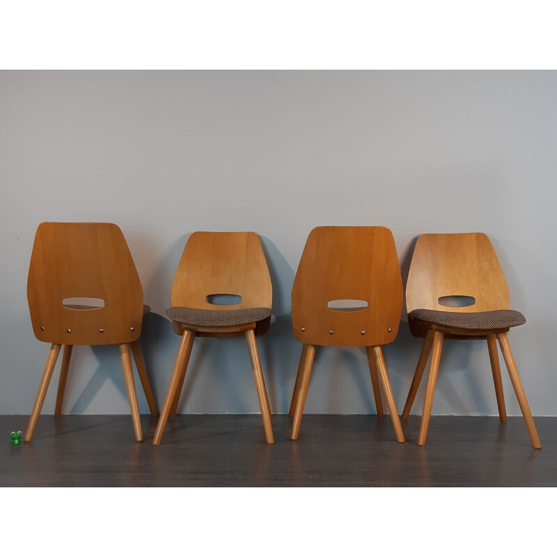 Set of 4 vintage chairs in beech Frantisek Jirak to Novy Domov