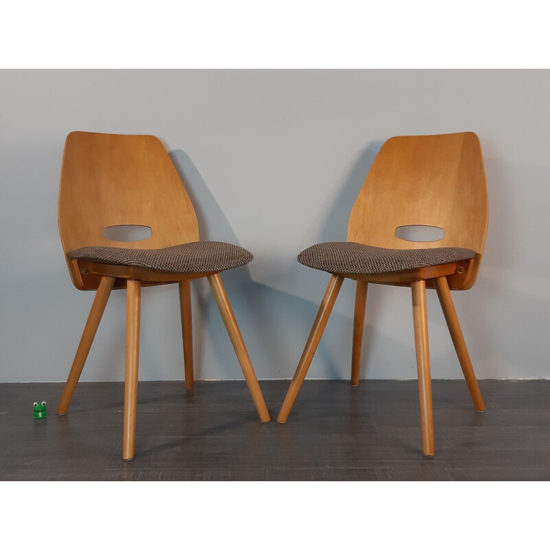 Set of 4 vintage chairs in beech Frantisek Jirak to Novy Domov