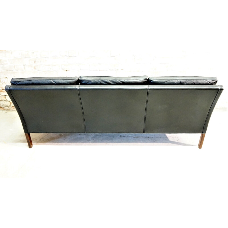 Vintage Scandinavian sofa in black leather