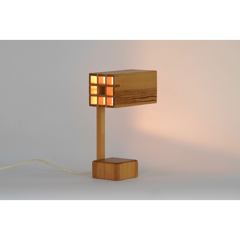 Vintage adjustable pine wood lamp