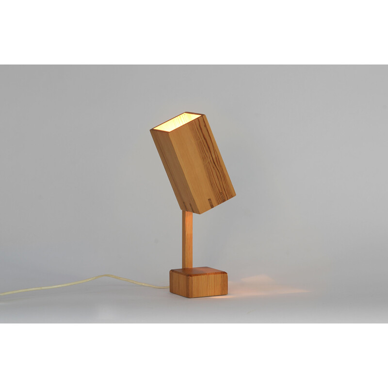 Vintage adjustable pine wood lamp