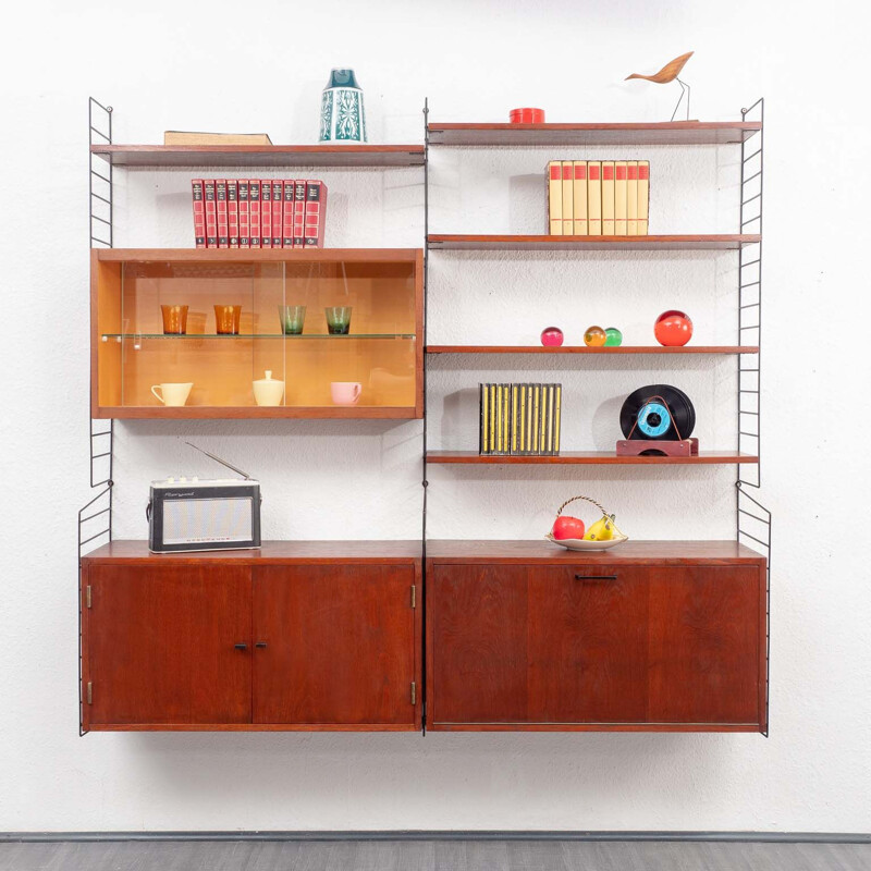 Vintage modular teak shelving system