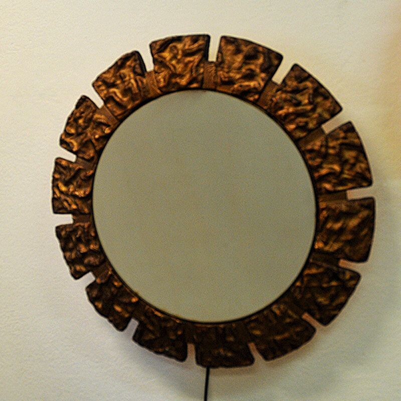 Pair of vintage wall mirrors with lightning