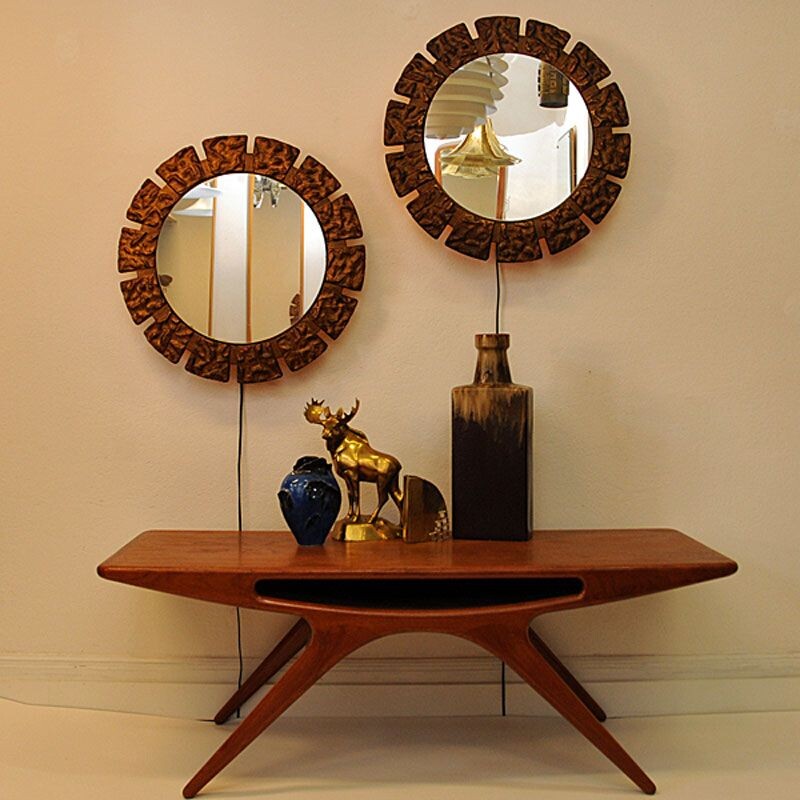 Pair of vintage wall mirrors with lightning