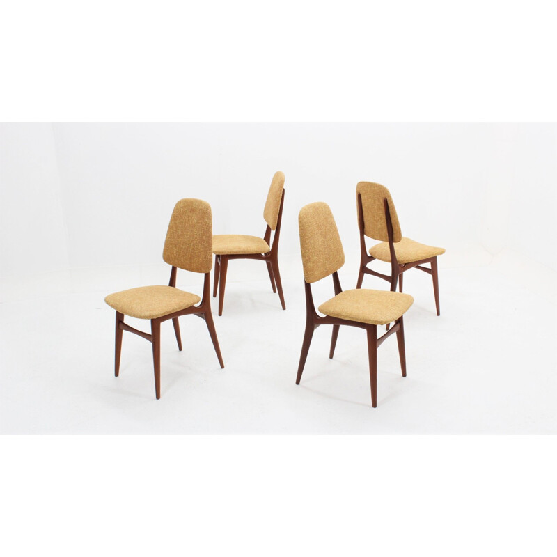 Vintage set of 4 Italian dining chairs in teak by Galimberti,1950