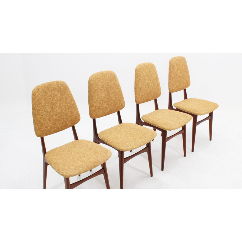 4 chaises à repas vintage en teck par Galimberti,1950