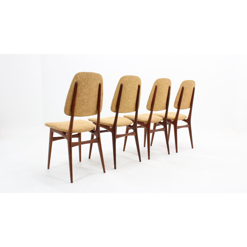 Vintage set of 4 Italian dining chairs in teak by Galimberti,1950