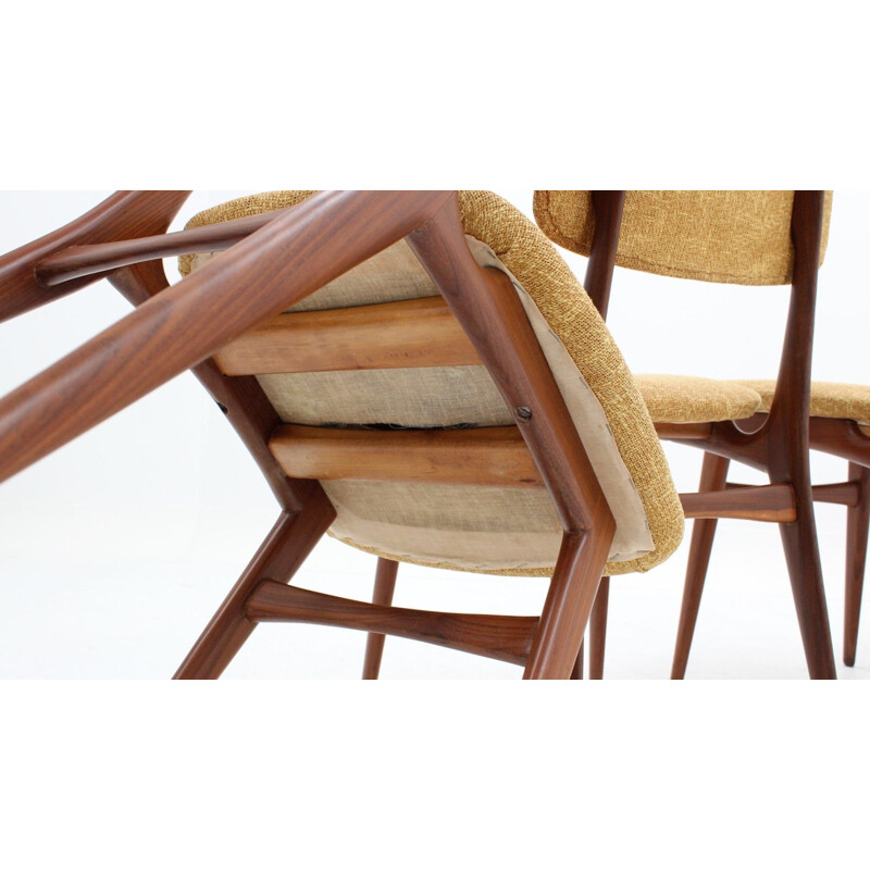 Vintage set of 4 Italian dining chairs in teak by Galimberti,1950