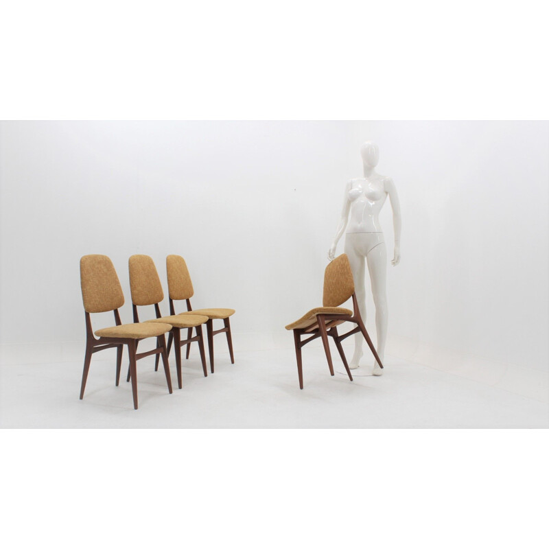 Vintage set of 4 Italian dining chairs in teak by Galimberti,1950