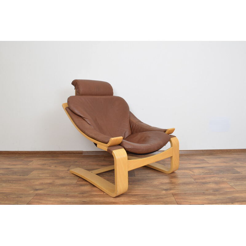 Vintage "Kroken" leather armchair by Ake Fribyter for Nelo Möbel,1970